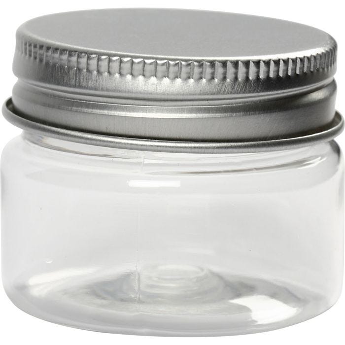 Bote de plástico con tapa enroscada, A: 35 mm, dia 40 mm, 35 ml, 10 ud/ 1 paquete