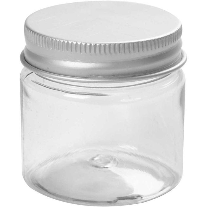 Bote de plástico con tapa enroscada, A: 45 mm, dia 44 mm, 50 ml, 10 ud/ 1 paquete