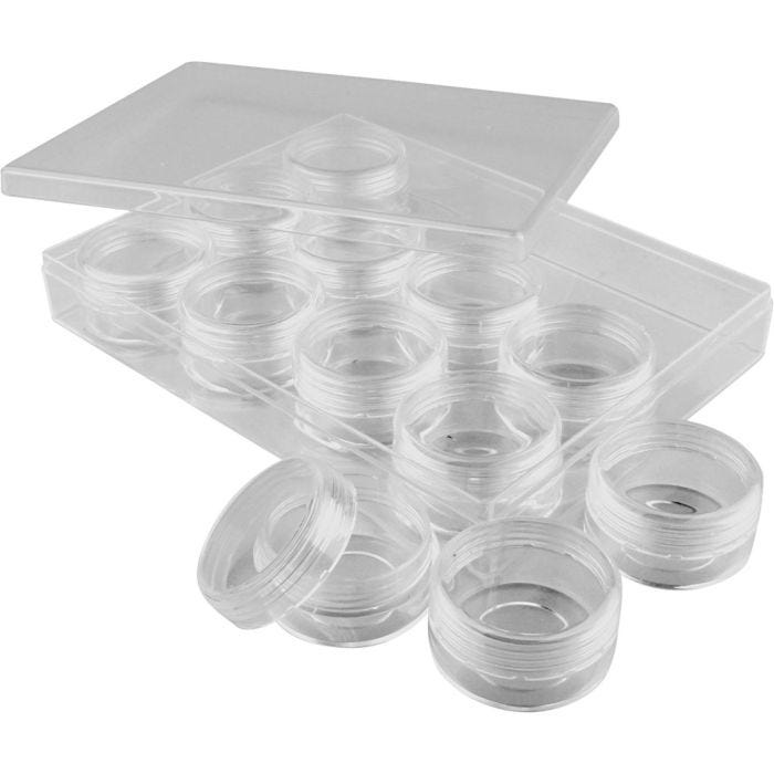Contenedores de almacenamiento, A: 20 mm, dia 35 mm, 10 ml, 12 ud/ 1 set