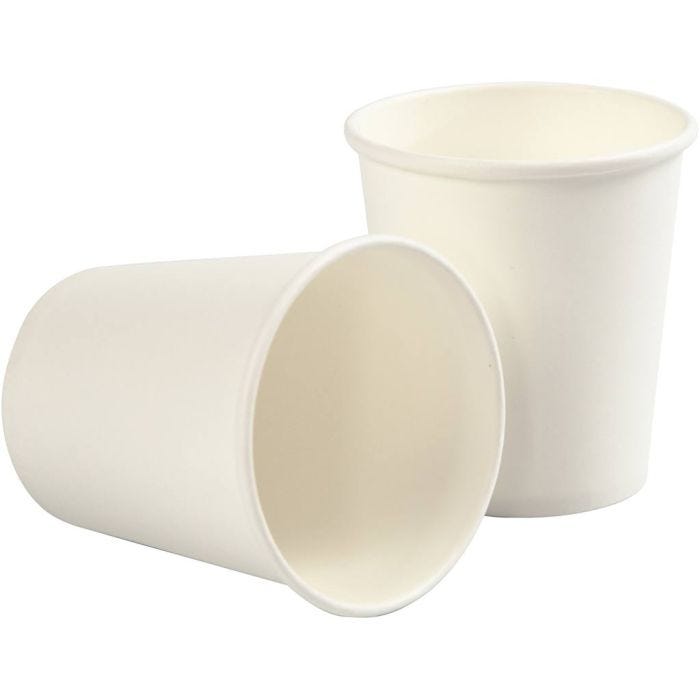 Vaso de papel, A: 7,8 cm, dia 7,2 cm, 205 ml, blanco, 50 ud/ 1 paquete