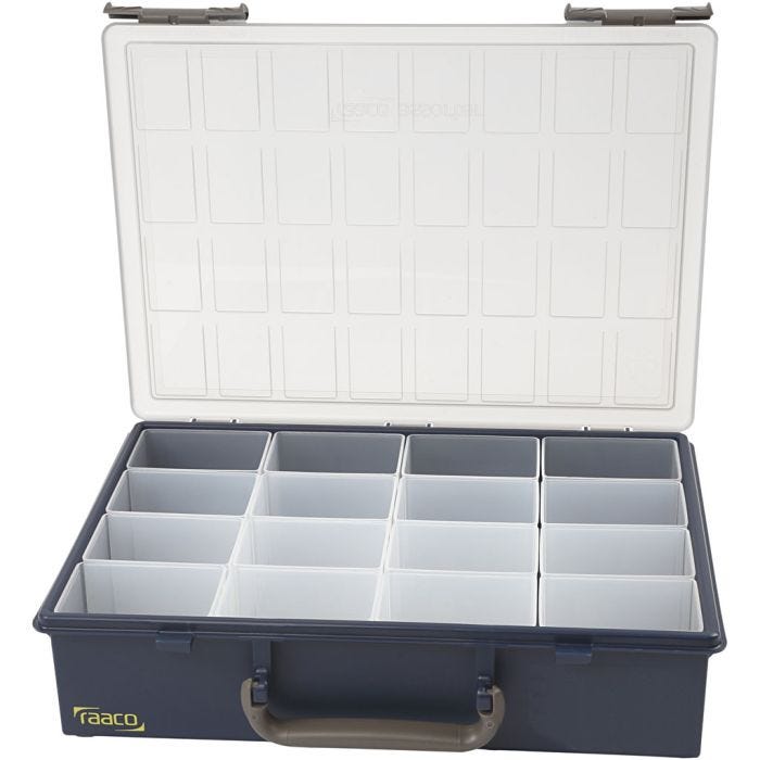 Caja de almacenaje, 16 cajas removibles, A: 8 cm, medidas 33,8x26,1 cm, 1 set