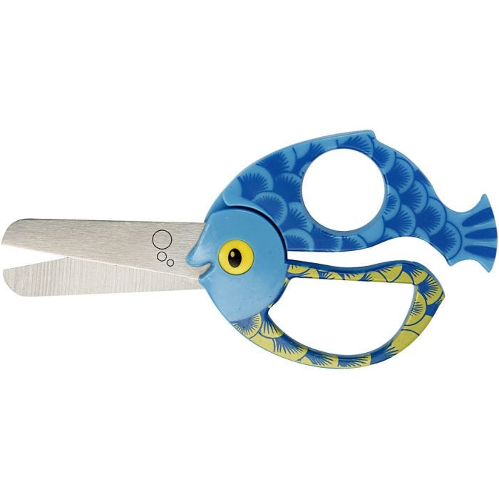 Tijeras Infantiles de Animales, pez, L. 13 cm, 1 ud