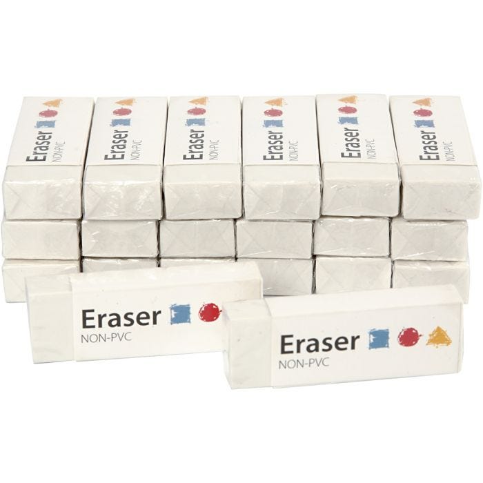 Goma de borrar, medidas 62x22x10 mm, 20 ud/ 1 paquete