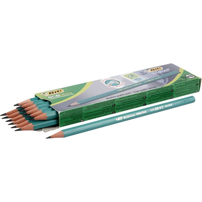 BIC Lápices Evolution, L. 17,5 cm, HB, grosor 7 mm, mina 2 mm, 12 ud/ 1 paquete