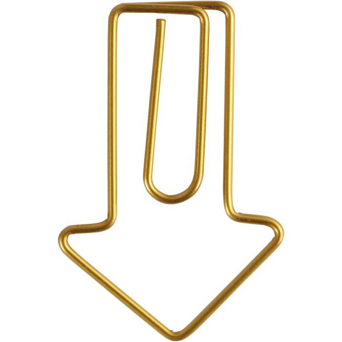 Clips, Flecha, medidas 40x25 mm, dorado, 6 ud/ 1 paquete