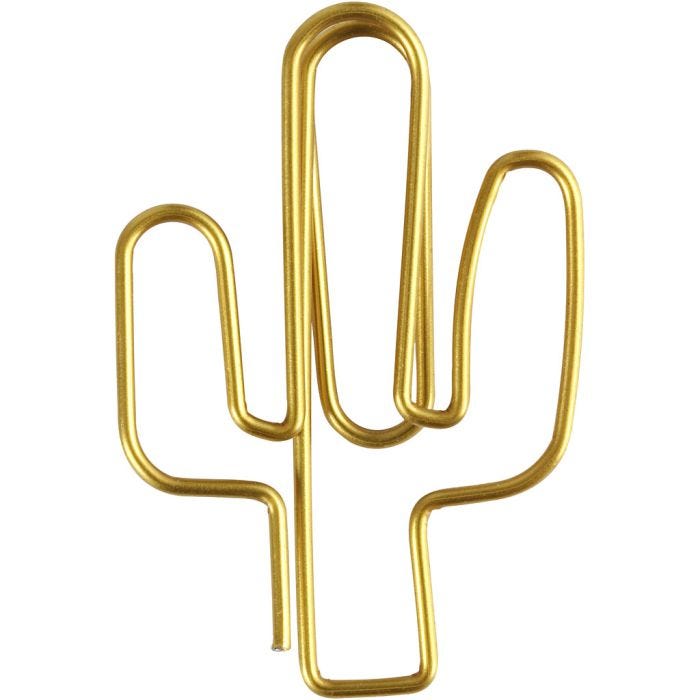 Clips, Cactus, medidas 40x30 mm, dorado, 6 ud/ 1 paquete