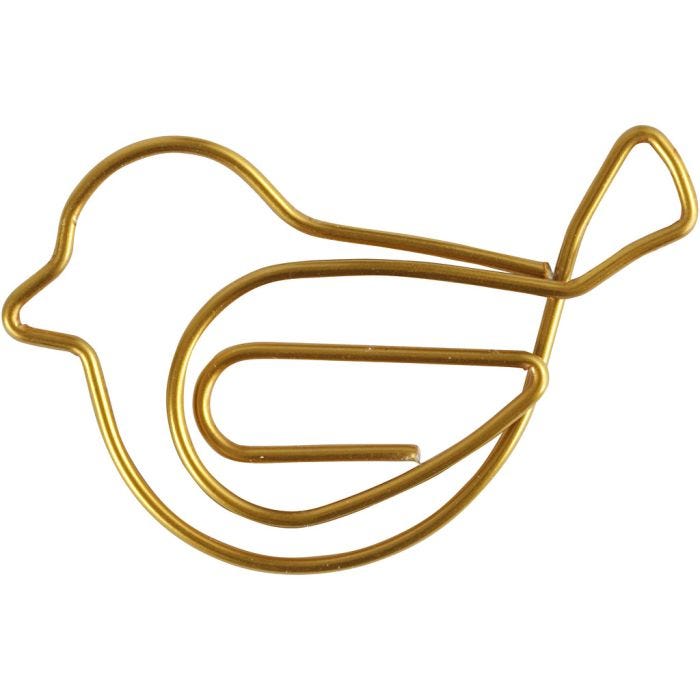Clips, Pájaro, medidas 32x40 mm, dorado, 6 ud/ 1 paquete