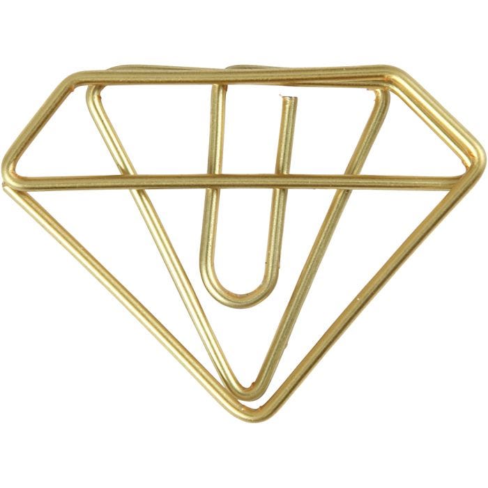 Clips, diamante, A: 25 mm, A: 35 mm, dorado, 6 ud/ 1 paquete