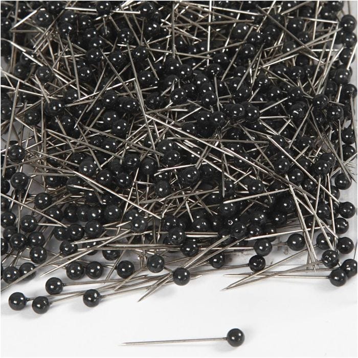 Agujas marcadoras para mapas, L. 25 mm, dia 4 mm, negro, 1000 ud/ 1 paquete