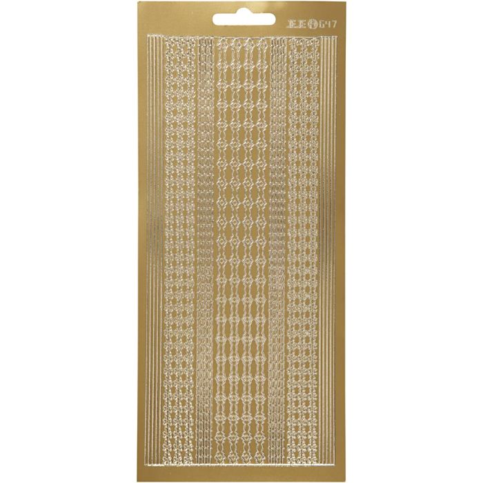 Pegatinas, Bordes, hoja 10x23 cm, dorado, 1 hoja