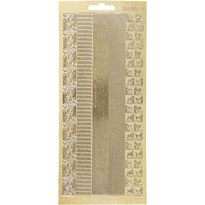 Pegatinas, Bordes, hoja 10x23 cm, dorado, 1 hoja
