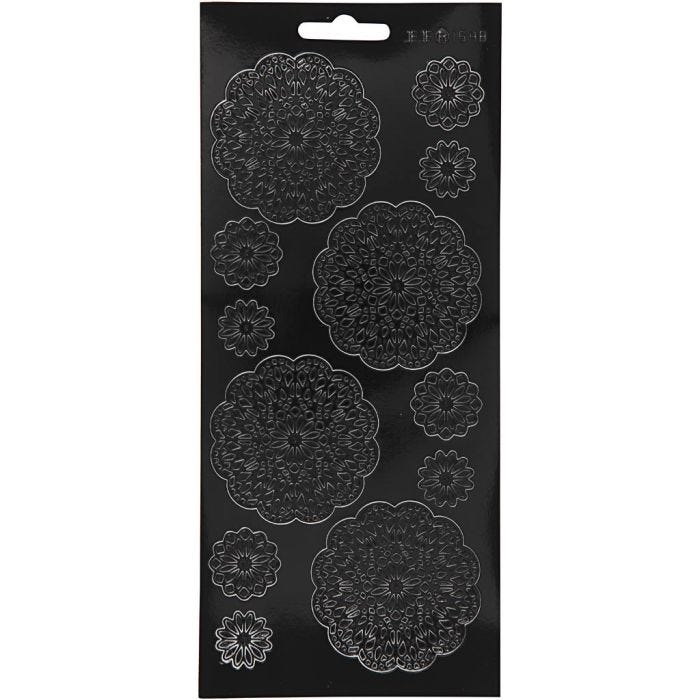 Pegatinas, Flores, hoja 10x23 cm, negro, 1 hoja