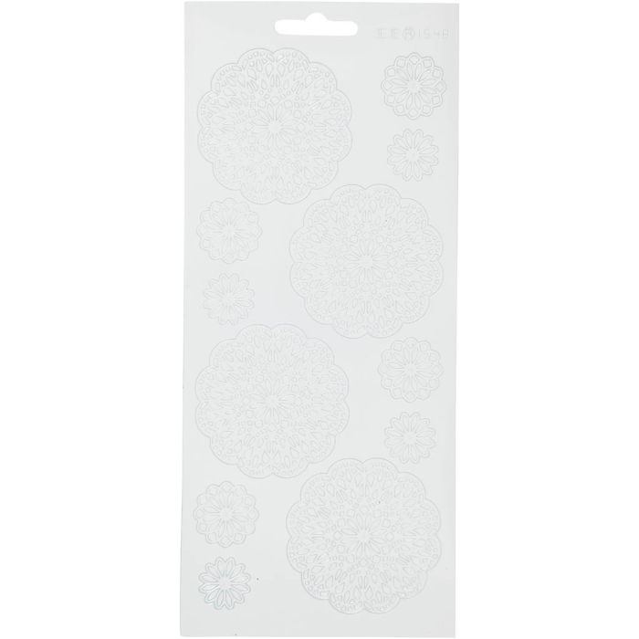 Pegatinas, Flores, hoja 10x23 cm, blanco, 1 hoja