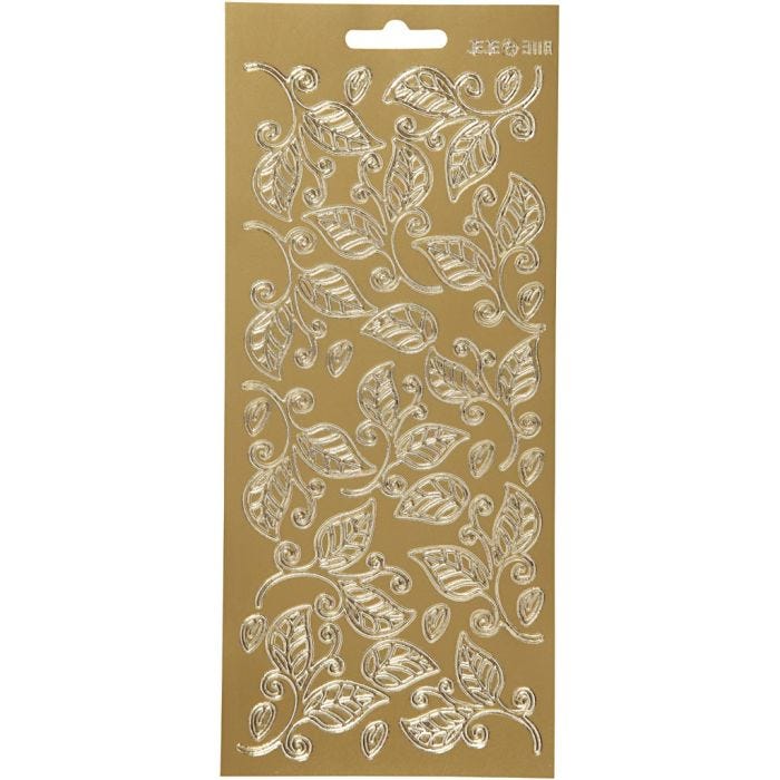 Pegatinas, Hojas, hoja 10x23 cm, dorado, 1 hoja