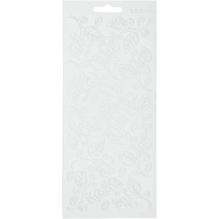 Pegatinas, Hojas, hoja 10x23 cm, blanco, 1 hoja