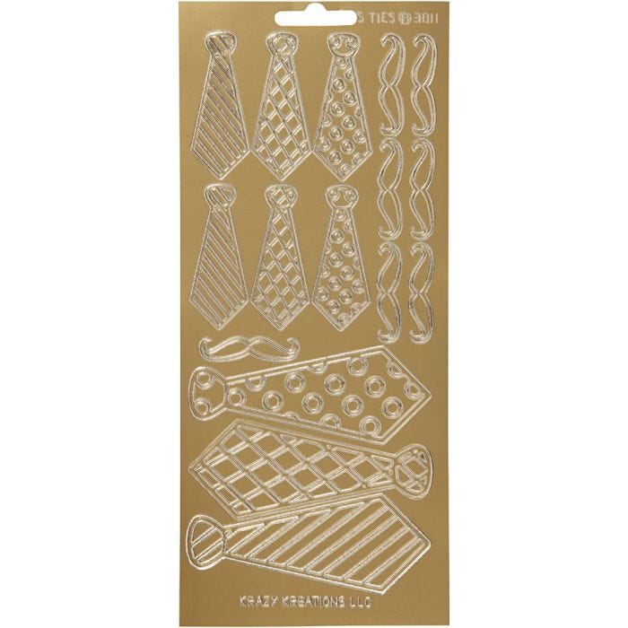 Pegatinas, Corbatas, hoja 10x23 cm, dorado, 1 hoja