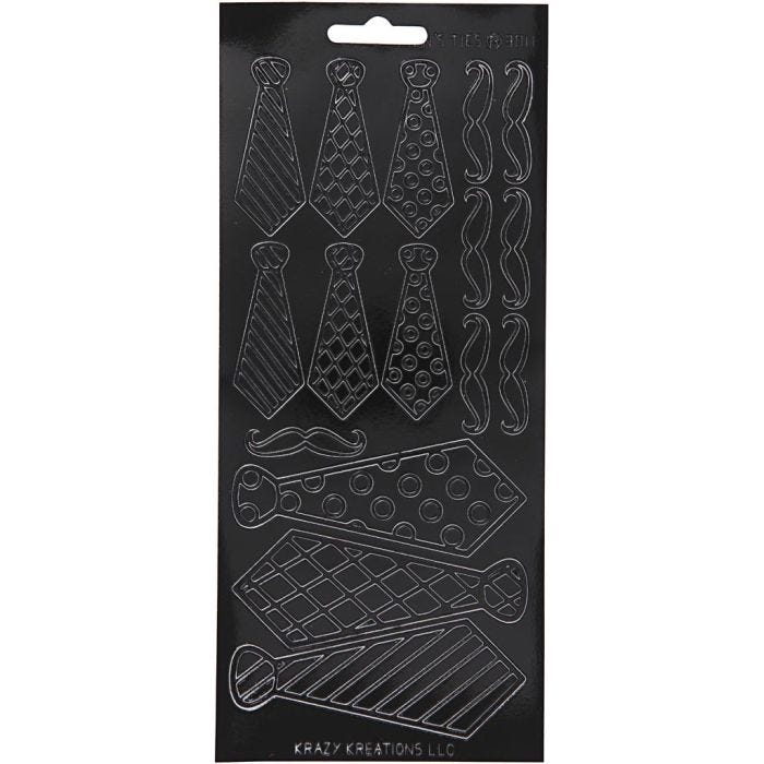 Pegatinas, Corbatas, hoja 10x23 cm, negro, 1 hoja