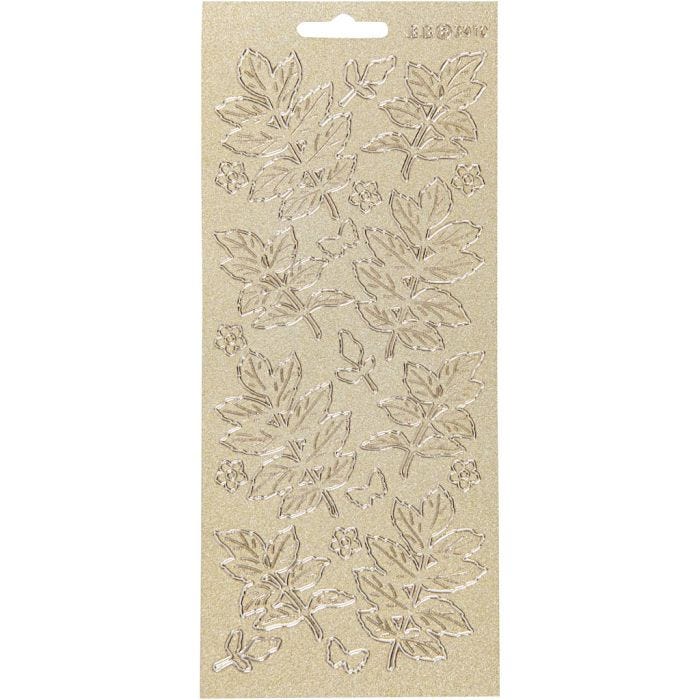 Pegatinas, Hojas, hoja 10x23 cm, dorado, 1 hoja