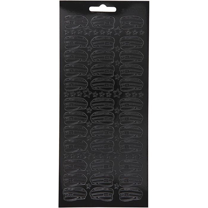 Pegatinas, Sombreros, hoja 10x23 cm, negro, 1 hoja