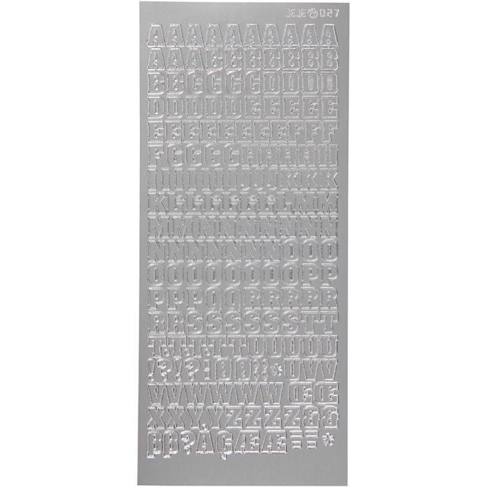 Pegatinas, Alfabeto, hoja 10x23 cm, plata, 1 hoja