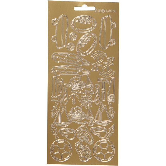 Pegatinas, Deportes, hoja 10x23 cm, dorado, 1 hoja