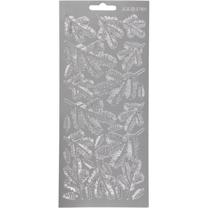 Pegatinas, Ramas, hoja 10x23 cm, plata, 1 hoja