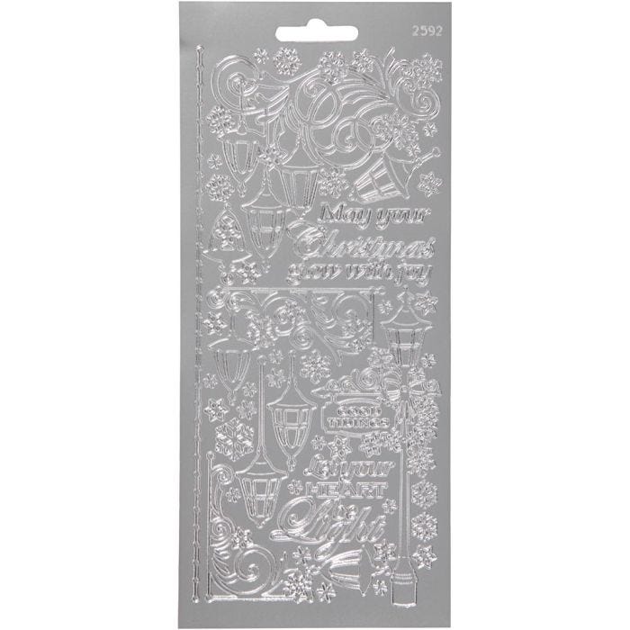 Pegatinas, Faroles, hoja 10x23 cm, plata, 1 hoja