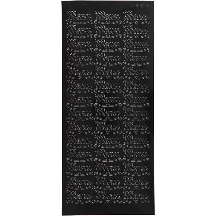 Pegatinas, menu, hoja 10x23 cm, negro, 1 hoja