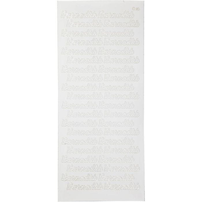 Pegatinas, barnedåb, hoja 10x23 cm, blanco, 1 hoja