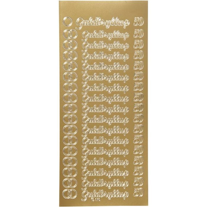 Pegatinas, guldbryllup, hoja 10x23 cm, dorado, 1 hoja