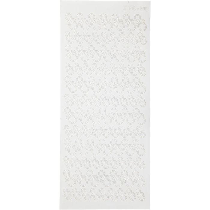 Pegatinas, hoja 10x23 cm, blanco, 1 hoja