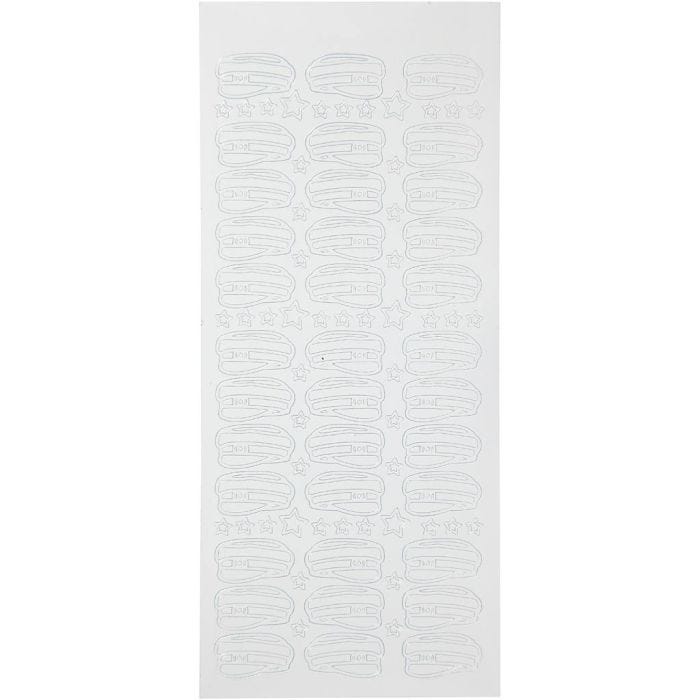 Pegatinas, hoja 10x23 cm, blanco, 1 hoja
