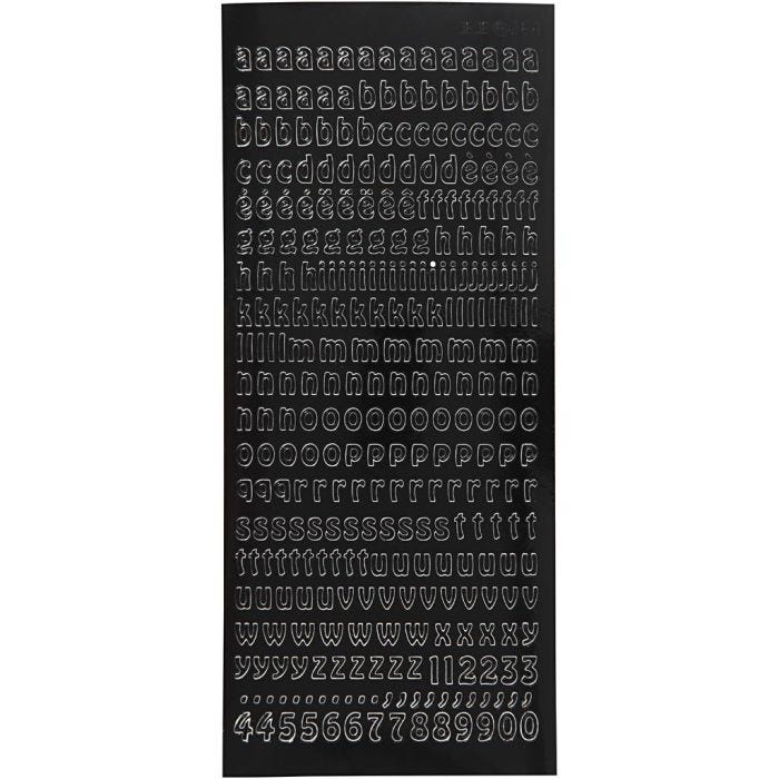 Pegatinas, hoja 10x23 cm, negro, 1 hoja