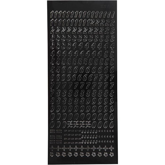 Pegatinas, hoja 10x23 cm, negro, 1 hoja