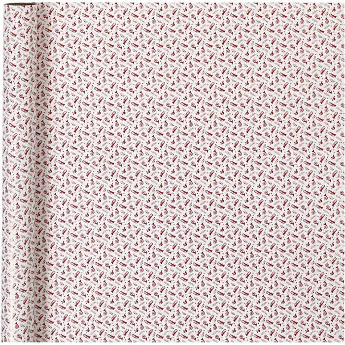 Papel de regalo, trumpet, A: 70 cm, 80 gr, rojo, blanco, 4 m/ 1 rollo