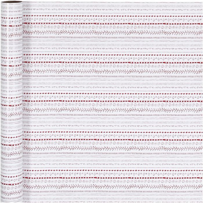 Papel de regalo, doodles, A: 70 cm, 80 gr, rojo, blanco, 4 m/ 1 rollo