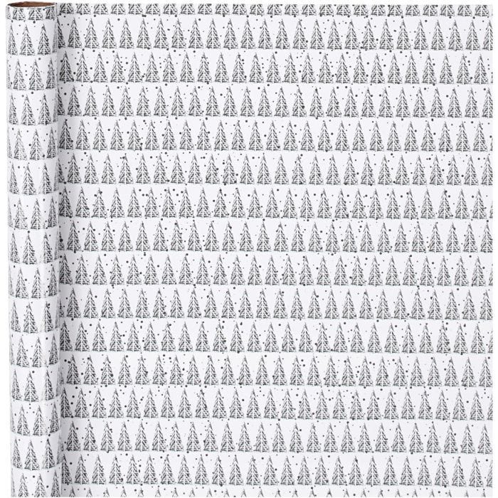 Papel de regalo, pine tree, A: 70 cm, 80 gr, verde, blanco, 4 m/ 1 rollo
