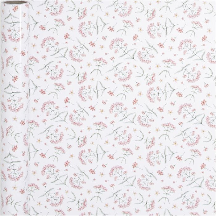 Papel de regalo, flowers, A: 50 cm, 80 gr, 5 m/ 1 rollo