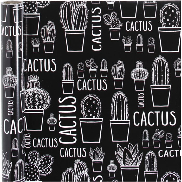 Papel de regalo, cactus, A: 50 cm, 80 gr, 5 m/ 1 rollo