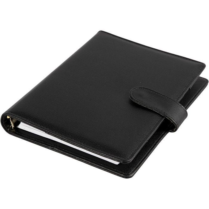 Agenda, medidas 19x23,5x4 cm, Carpeta de anillas, negro, 1 ud
