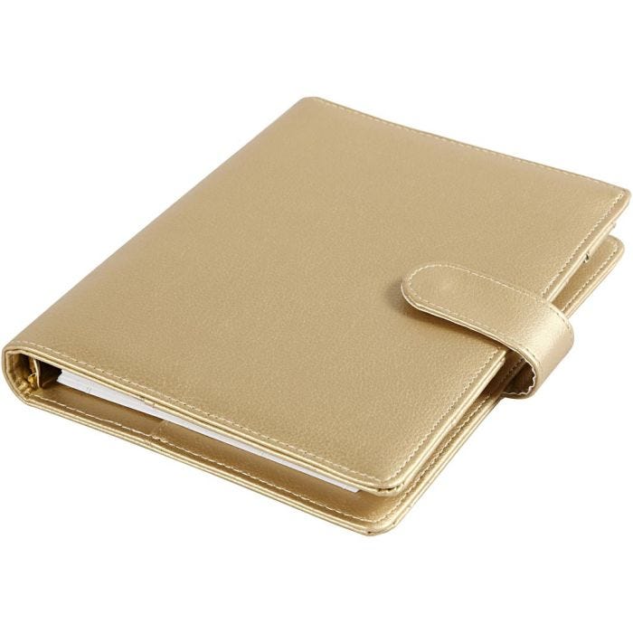 Agenda, medidas 19x23,5x4 cm, Carpeta de anillas, dorado, 1 ud