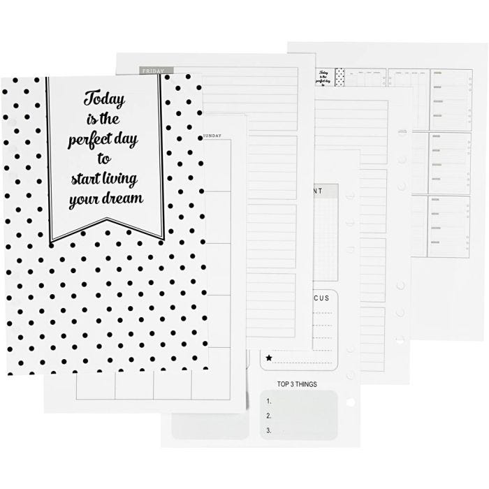 Páginas para calendario, medidas 142x210 mm, Número de paginas 7, 120 gr, blanco, 1 ud
