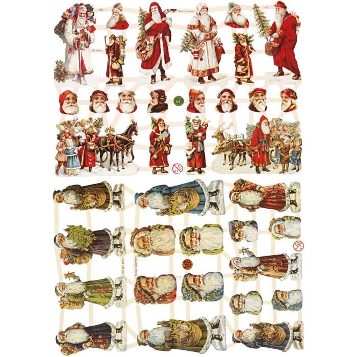Cromos Vintage, Papá Noel, hoja 16,5x23,5 cm, 2 hoja/ 1 paquete