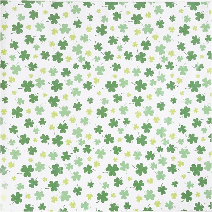 Papel de regalo, Tréboles verdes, A: 50 cm, 80 gr, 100 m/ 1 rollo