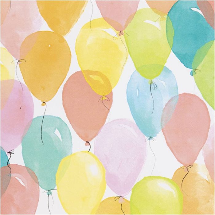 Papel de regalo, Globos, A: 50 cm, 80 gr, colores pastel, 5 m/ 1 rollo