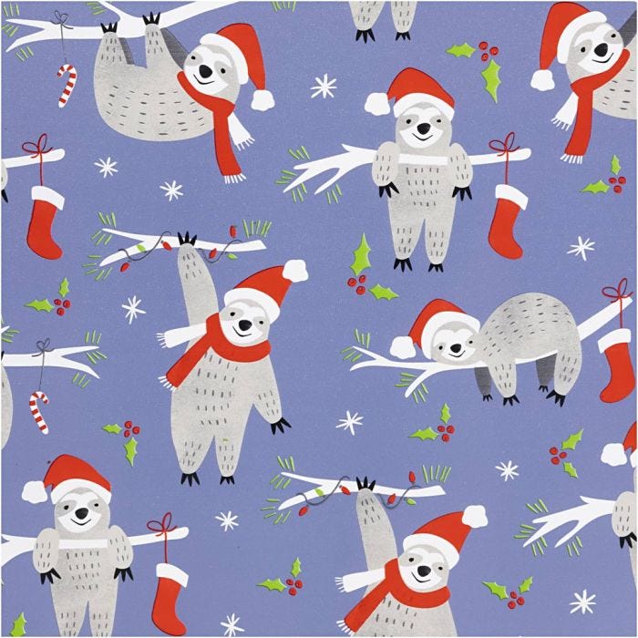 Papel de regalo, Perezoso, A: 50 cm, 80 gr, morado, 100 m/ 1 rollo