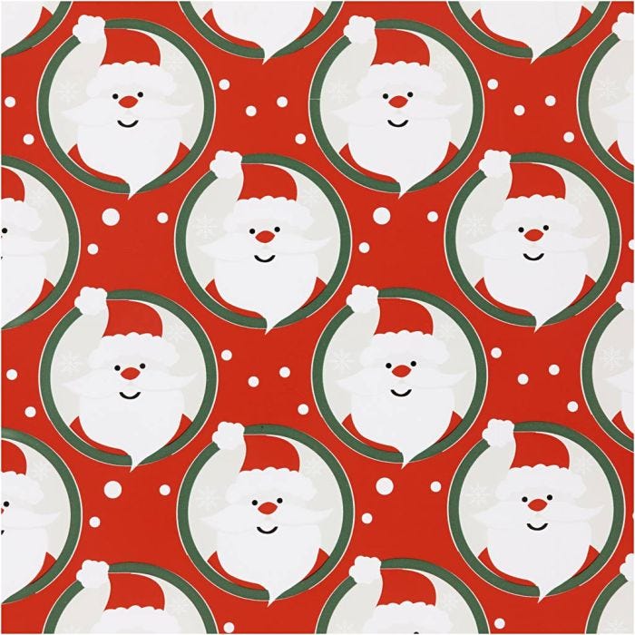 Papel de regalo, Papá Noel, A: 50 cm, 80 gr, rojo, 100 m/ 1 rollo