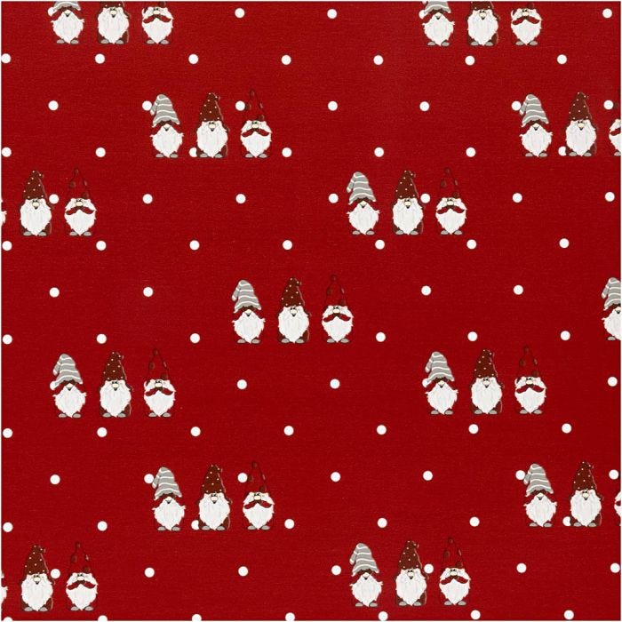 Papel de regalo, Gnomo escandinavo de Papá Noel, A: 50 cm, 80 gr, rojo, 100 m/ 1 rollo