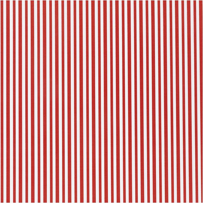 Papel de regalo, Rayas, A: 50 cm, 80 gr, rojo / blanco, 5 m/ 1 rollo