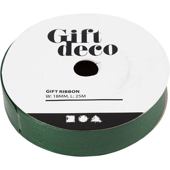 Cinta rizada, A: 18 mm, mate, verde, 25 m/ 1 rollo